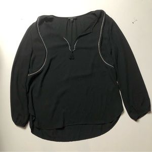 J.Crew Black Womens Top Long Sleeve Blouse Size 8